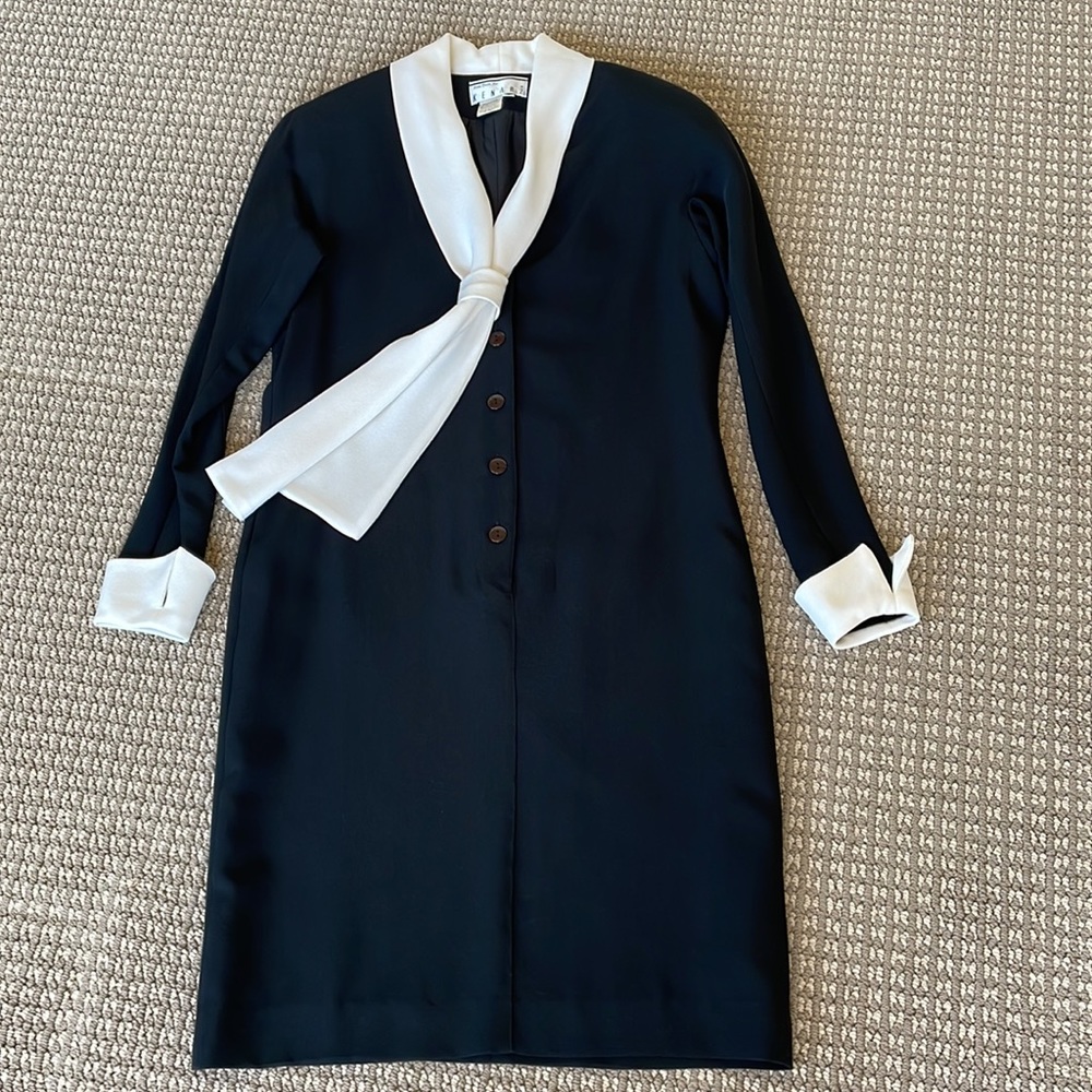 Kenar Petite Black and White Dress, Size 2